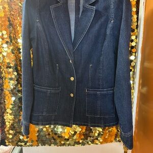 Elegant Dark Blue Denim Blazer